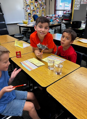 students with cups