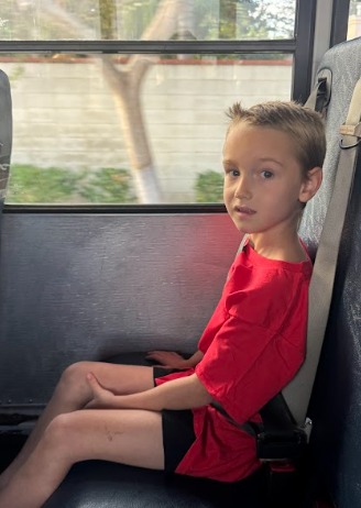 student on a bus