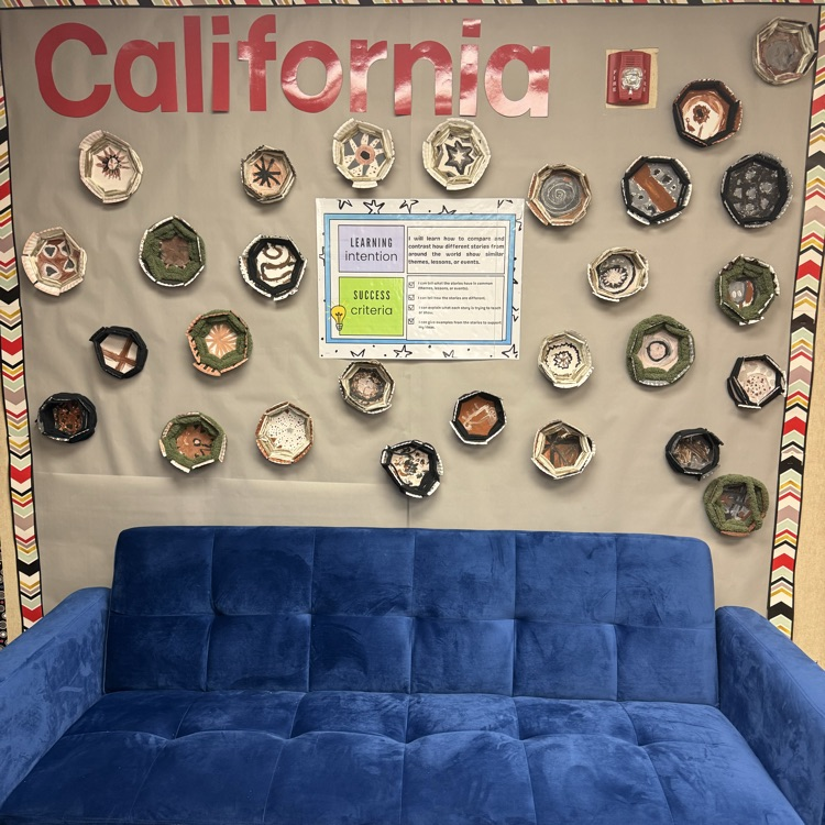California on a wall surrounded by baskets