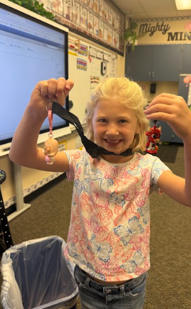 student with keychains