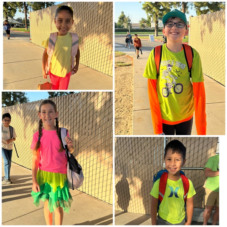 kids wearing neon colored clothing