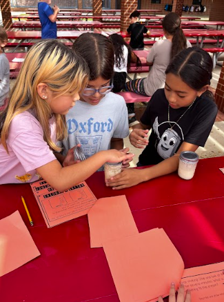 students making butter in a jar