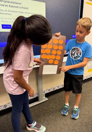 students presenting poster to class