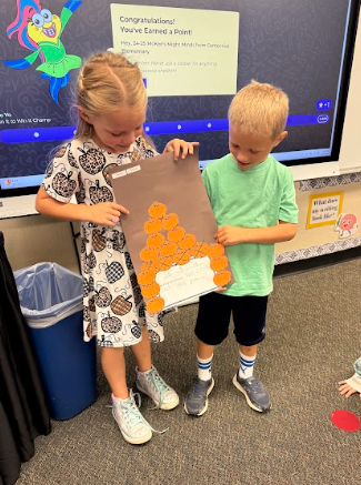 students presenting poster to class