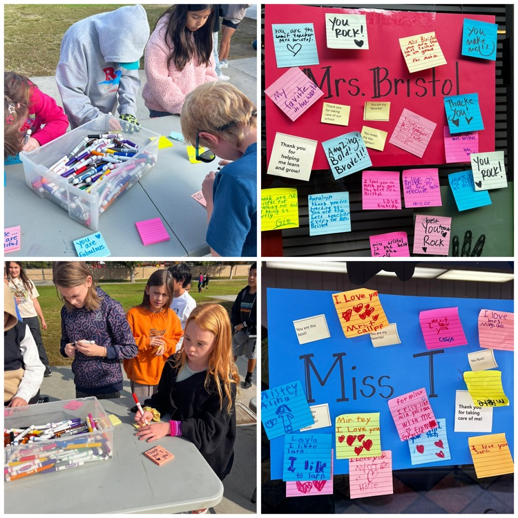 signs with sticky notes and kids writing kotesnotes