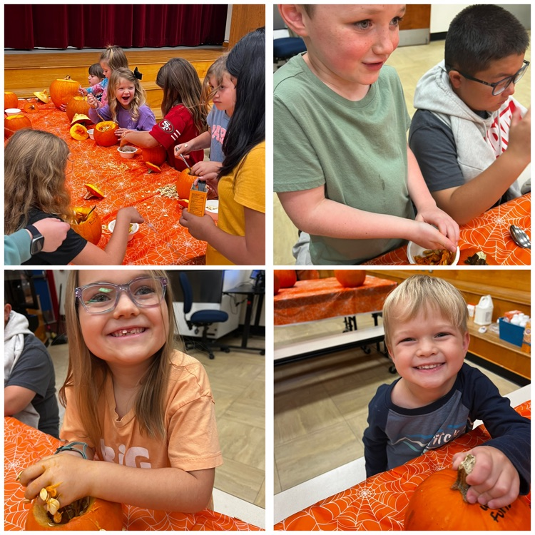 students making slime out of pumpkin 
