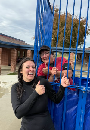 vice principal and principal by a dunk tank