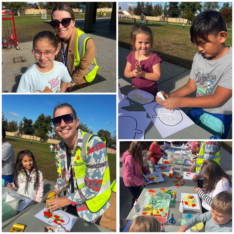 students and staff doing arts and crafts