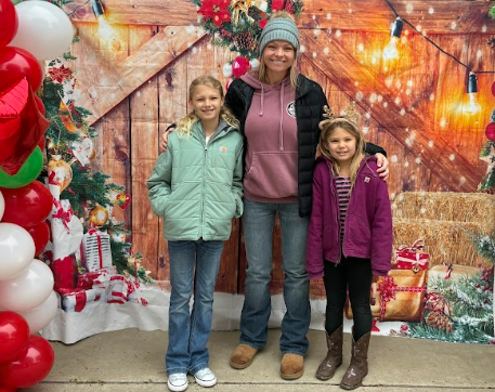 family with Christmas background
