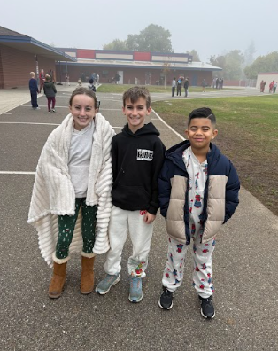 students wearing their pajamas