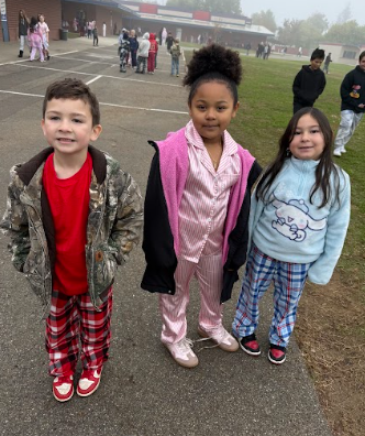 students wearing their pajamas