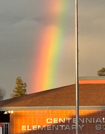rainbow behind Centennial Elementary