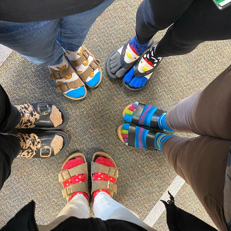 image of crazy colored socks and sandals