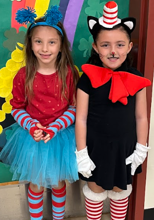 students dressed up as Cat in the Hat