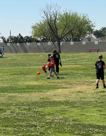 students playing dodge ball