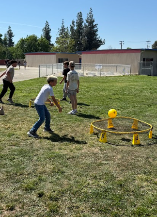 students playing spike ball