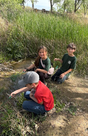 students by a stream