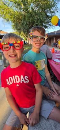 kids with Lego glasses
