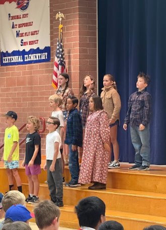 students on a stage