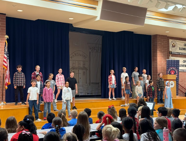 students on a stage