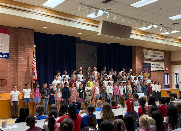 students on a stage