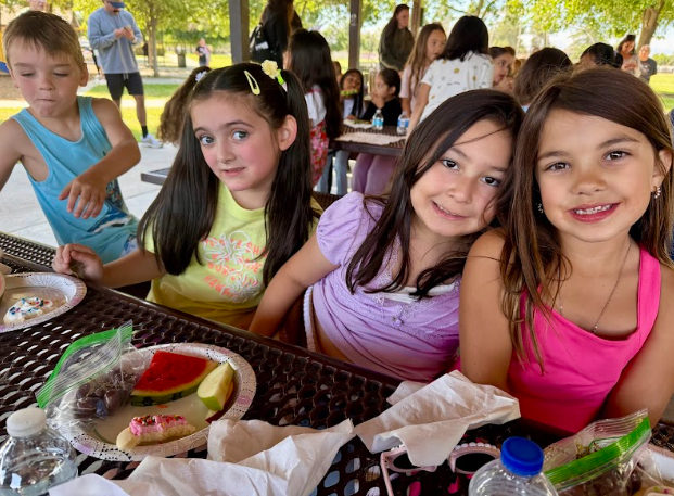 students eating a snack