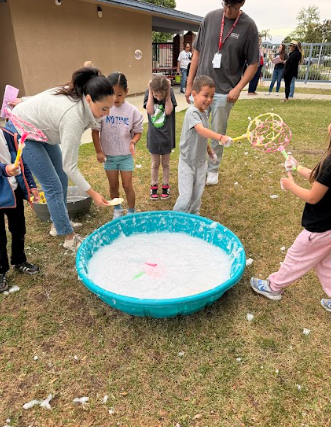 students with bubbles
