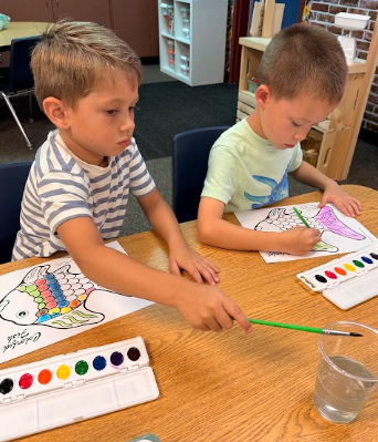 students watercoloring