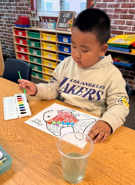 student watercoloring