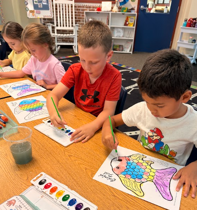 students watercoloring