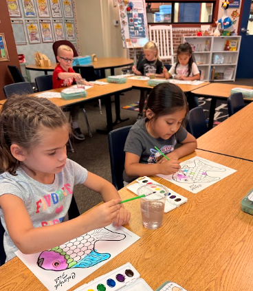 students watercoloring