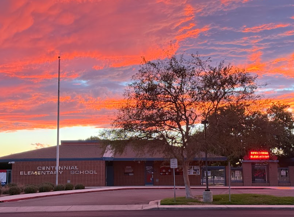 sunset pic of a school