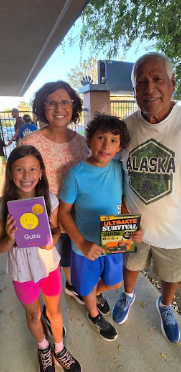 family with books