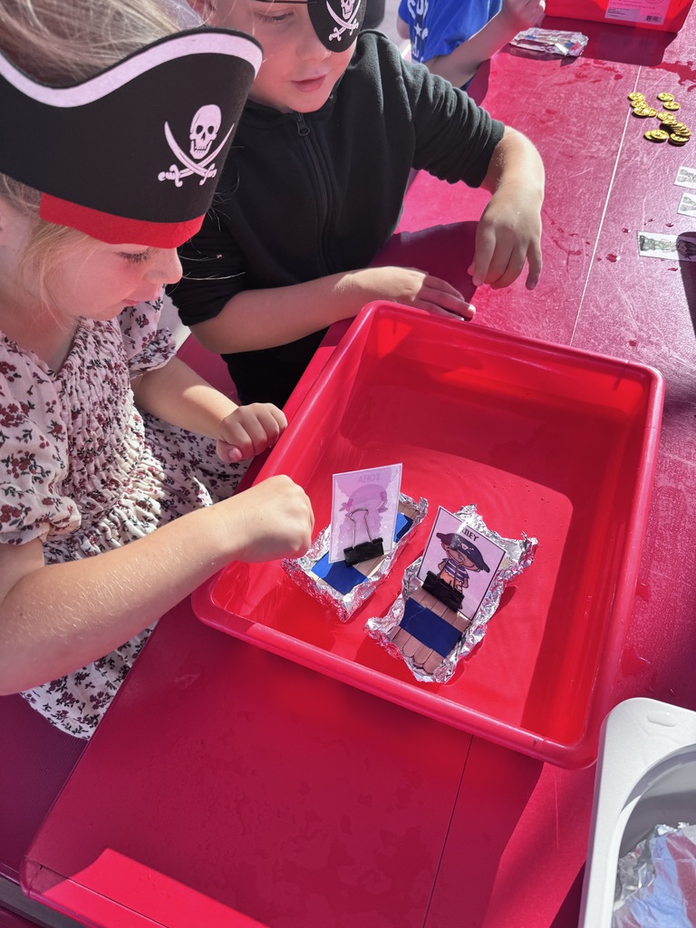 students checking if boats are floating or sinking
