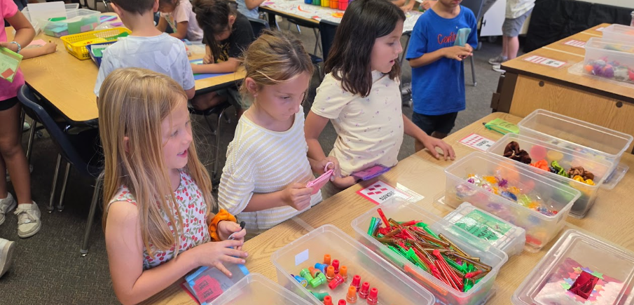 students with tickets at store