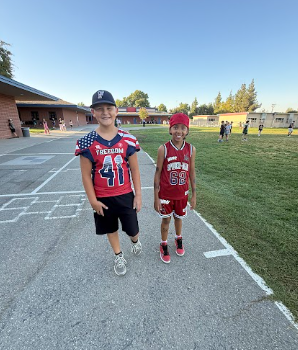 students wearing sports jerseys