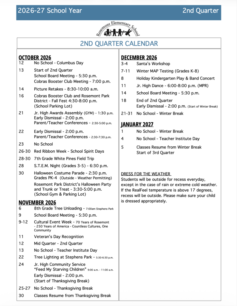 Q2 Calendar