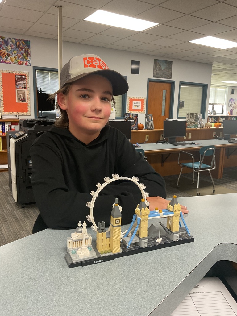 Gage with his London landmarks Legos