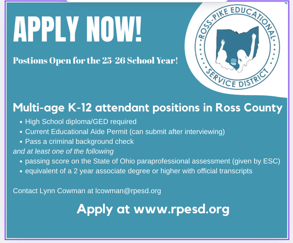 Hiring for positions in Ross County and Circleville.