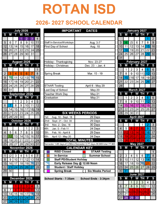 2026-27 School calendar