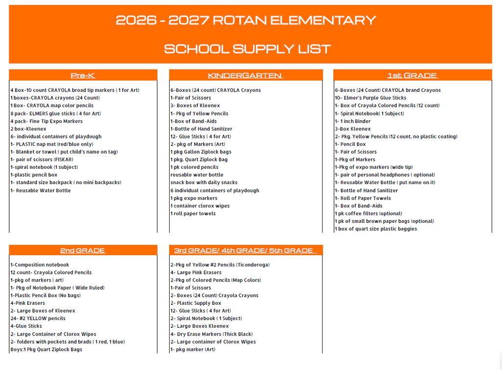 supply list