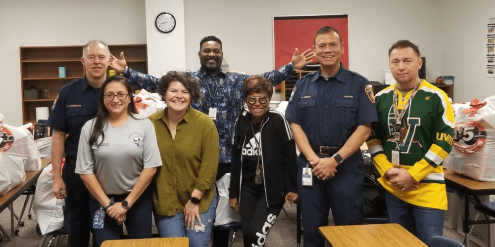 Round Rock ISD staff from the Round Rock Opportunity Center collect over 1,100 gifts for Blue Santa