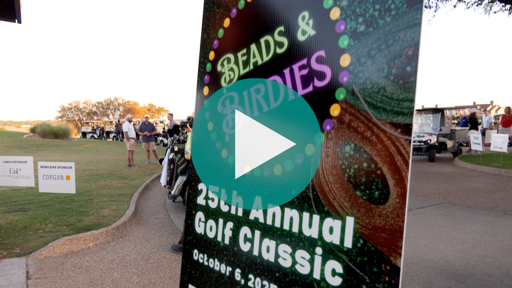 Picture of a sign that reads Beads and Birdies 25th Annual Golf Classic