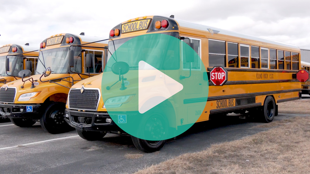 Picture of three new Round Rock ISD school buses