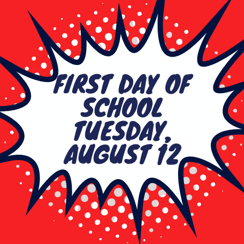 1st day of school, Tuesday, August 12th