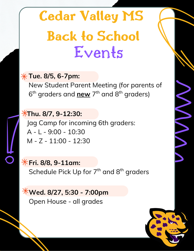 CeVMS Back to School Events