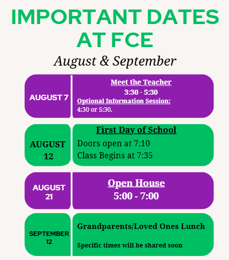 Important Dates at Forest Creek