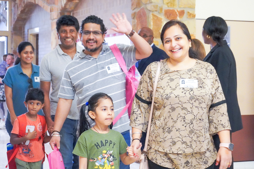 Round Rock ISD 2025 First Day of School. Image with students, staff, and families on the first day.