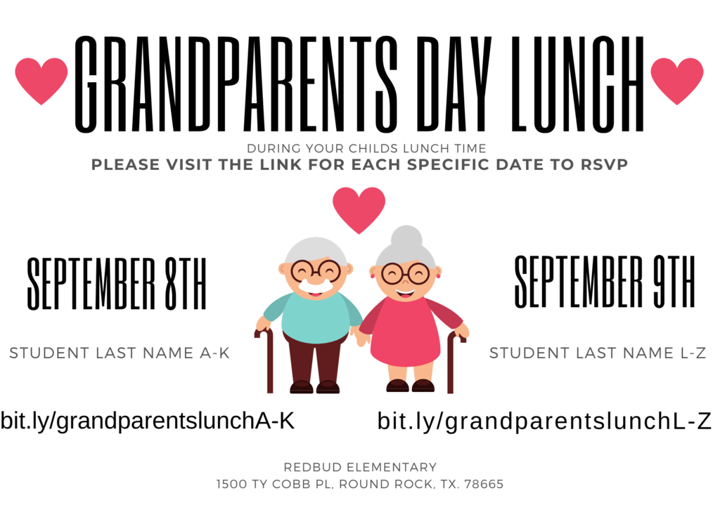grandparents day lunch sign up, sept 8 (student last name A-K) and sept 9 (student last name l-z)