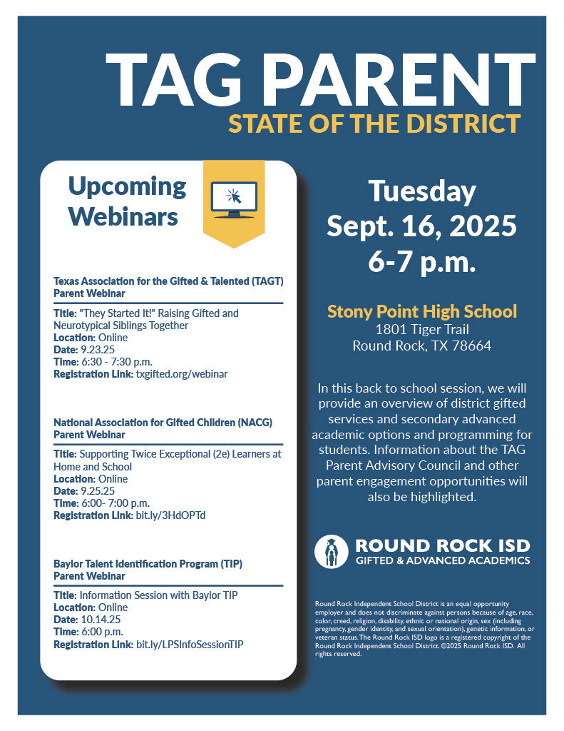 TAG Parent Meeting Flyer
